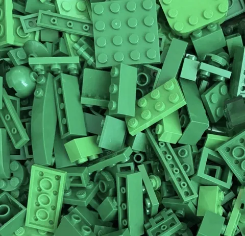 GREEN Lego Lot by Color 1/2 LB Pound 200 Pieces Sorted Bulk - BUY MORE & SAVE!