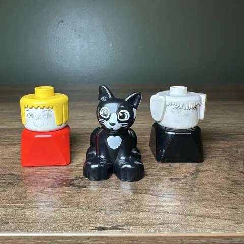 Vintage LEGO Duplo Replacement Figures Black Cat Lot Of 3