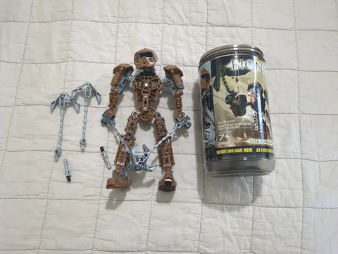 Lego Bionicle Toa Onewa Complete With Canister + Extra Arm Parts And Pitons