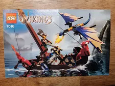 Lego Vikings Viking Boat Against Wyvern Dragon Instruction Manual 7016 No Bricks