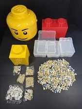 LEGO And IRIS Face Storage Containers Bins With LEGO Pieces Lot