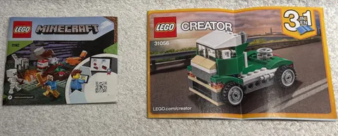 2 LEGO Manuals - Minecraft 21162 & Creator 31056 Truck - Get Both one low price!