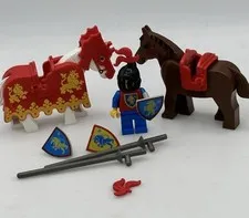 Vintage LEGO Castle Lion Knights Lot Horses Minifigure Barding Shields Joust