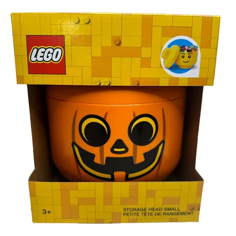 Lego Halloween Storage Mini Figure Head Orange jack-o’-lantern Pumpkin