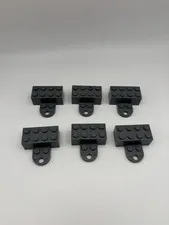 Lot Of 6 2x4 Magnetic Brick w/ Tow Extension Plate, Part# 74188, Dark Bl Gray