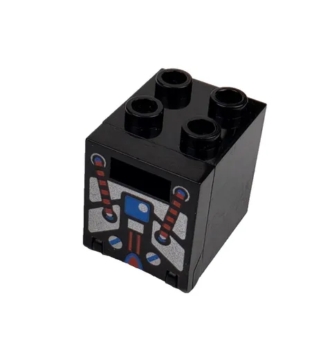 LEGO Black Container Box 2 x 2 x 2 Door Slot Spyrius Pattern 4346px15 4345