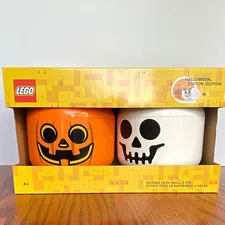 LEGO Storage Head Halloween Edition 2pc Pumpkin & Skull Orange/White 77598