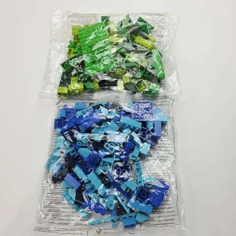 2011 LEGO 2 Sealed Bags Shades of Green and Blue Bricks Building Block Pieces