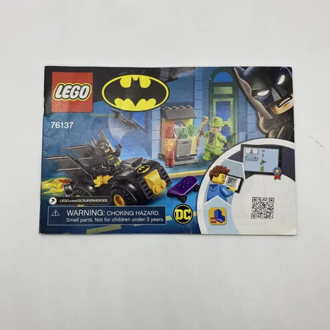 Lego Batman & Riddler Instruction Book # 76137 - Manual Only - No Figures