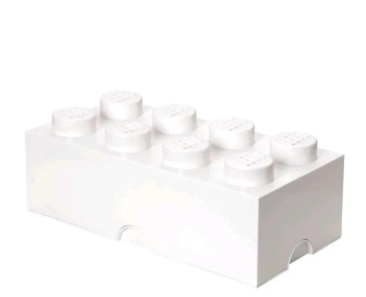 Lego Storage Brick White 8 Knobs Stackable Toy Storage 19.5x9.75x5.75 Inches