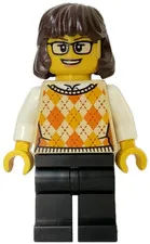 LEGO [No Color/Any Color] Woman - Tan Knit Argyle Sweater Vest, Black Legs, Dark