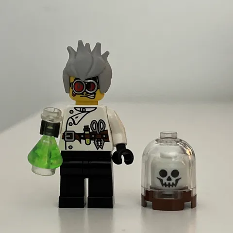 LEGO Crazy Mad Scientist Minifigure - Monster Fighters 9466 (mof016) w/ head jar