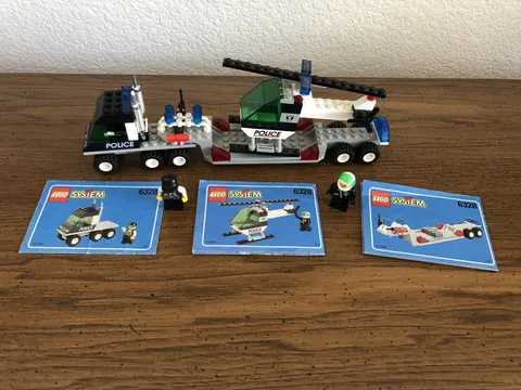 LEGO Vintage 6328 POLICE HELICOPTER TRANSPORT  all 3 Instructions Complete