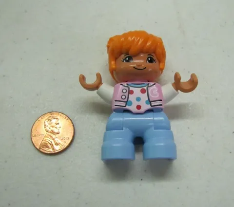 Lego Duplo RED-HEADED AUBURN HAIRED TODDLER GIRL DAUGHTER FIGURE Pigtails #2