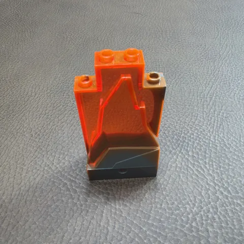 Genuine LEGO Rock Panel 2x4x6 Trans-Neon Orange Marbled Dark Gray 47847pb002
