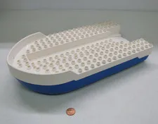 Vtg Lego Duplo Large Blue & White Hull White Top Boat Ship 1984 12x23 Floating