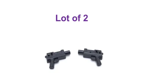 Lego Mini Figure Pistol Automatic Gun Medium Barrel Weapon Black Lot of 2