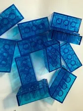 LEGO- NEW-#3001- TRANS BARK BLUE-2 X 4 BRICK-5 BRICKS