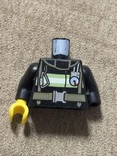 LEGO Minifigure Torso Fire Reflective Stripes Belt Fire Badge 973pb1302c01