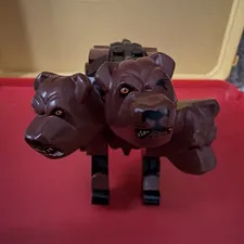 LEGO Brown Black 3-Headed Dog Animal Figure from Fluffy Encounter Set 76387