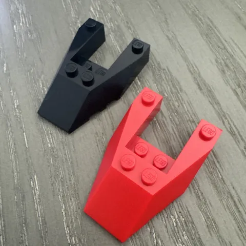LEGO Wedge 6 x 4 Cutout with Stud Notches (6153) Black Red 2 Pieces
