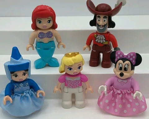 5 lot of LEGO DUPLO DISNEY FIGURES Captain Hook Ariel Aurora Minnie Fairy Godmom