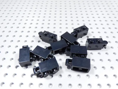 LEGO Lot of 10 Black 1x2 Bricks w/ Closed Handle on End BF