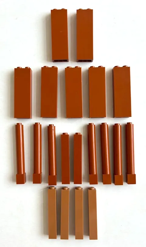 LEGO Bulk Lot of 20 Reddish Brown nougat Pillar Columns 43888, 2453