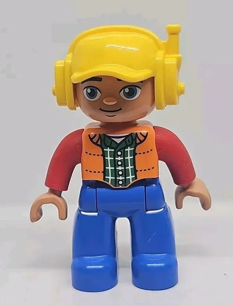 Lego Duplo Figure Pilot Airplane Helicopter Orange Vest - FREE SHIPPING