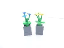 2 Custom LEGO Blue and Yellow flower groupings with planter