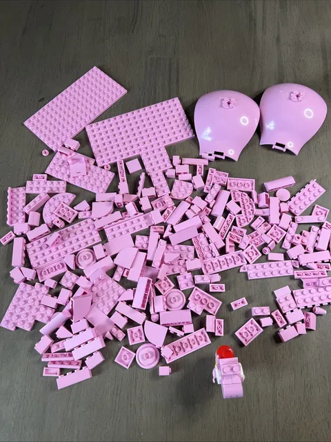 Lego Pink Yoshi Minifigure Super Mario 220pc Bulk Lot Bright Pink Bricks Plates