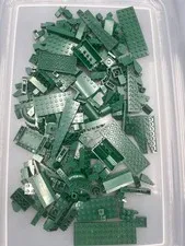 9.5 oz. Mixed Dark Green Legos - standard blocks and unique pieces