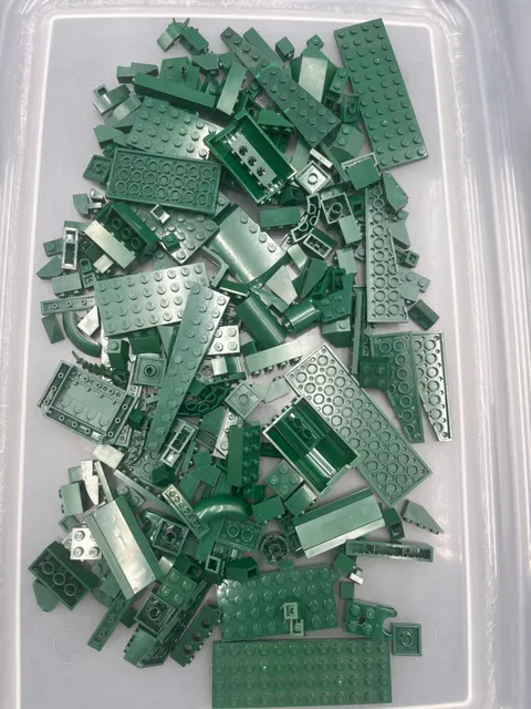 9.5 oz. Mixed Dark Green Legos - standard blocks and unique pieces