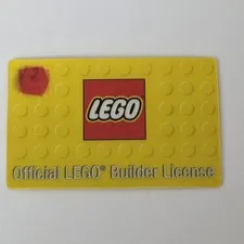 Lego Minifig Official LEGO BUILDER LICENSE Yellow Party Favor Hologram Card