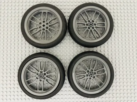 Lot Of 4 Lego Technic Motorcycle Tire Wheels 4658051 75MM D X 17MM Black