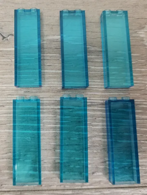Lego 46212 2454 35274 Translucent Trans Light Blue Brick 1 x 2 x 5 Lot Of 6