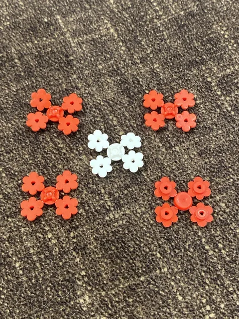 LEGO Part 3742 Plant Flower Small -still On Sprue - Red And White Vintage New
