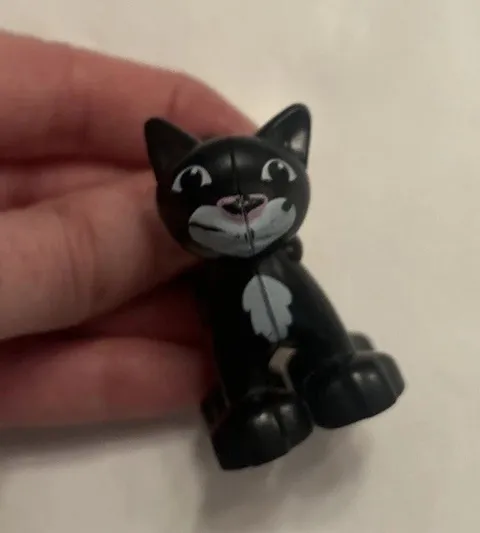 Lego Duplo Black Cat Animal Pink Nose Replacement Figure