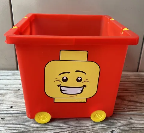 2012 LEGO Red Plastic Storage Cube Container on Wheels w/Handles