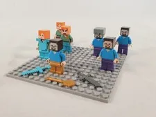 LEGO Minecraft Steve Alex Minifigure Lot of 7 Armor Helmet Variants