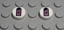 Lego Tile - Tile Round 1x1 White with Decor Battery 2 Pieces