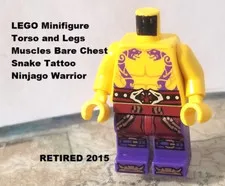 LEGO Minifigure Torso and Legs Muscles Bare Chest Snake Tattoo Ninjago Warrior