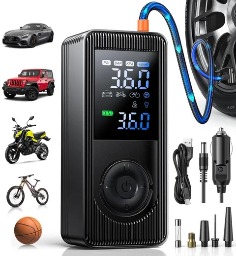 Xeitin Tire Inflator Portable Air - 150 Psi 4X Inflation Rechargeable 12V Dc