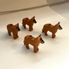 LEGO Dog German Shepherd Animal Figures Bulk Lot of 4 Brown/Black Plastic Pieces