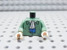 LEGO Sand Green Printed Torso Minifig White Scarf BL