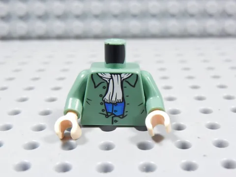 LEGO Sand Green Printed Torso Minifig White Scarf BL