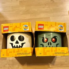 LEGO Storage Head Small Containers Lot of 2 White & Black Age 3+