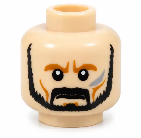 LEGO Minifigure, Head Beard Trimmed, Moustache, Silver Cheek
