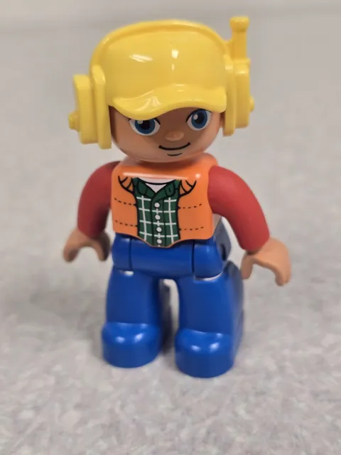 Lego Duplo Town Figure Construction Worker Yellow Hat Free Shipping 