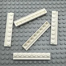 LEGO Modified Plate - White - 1 x 8 with Door Rail - QTY x5